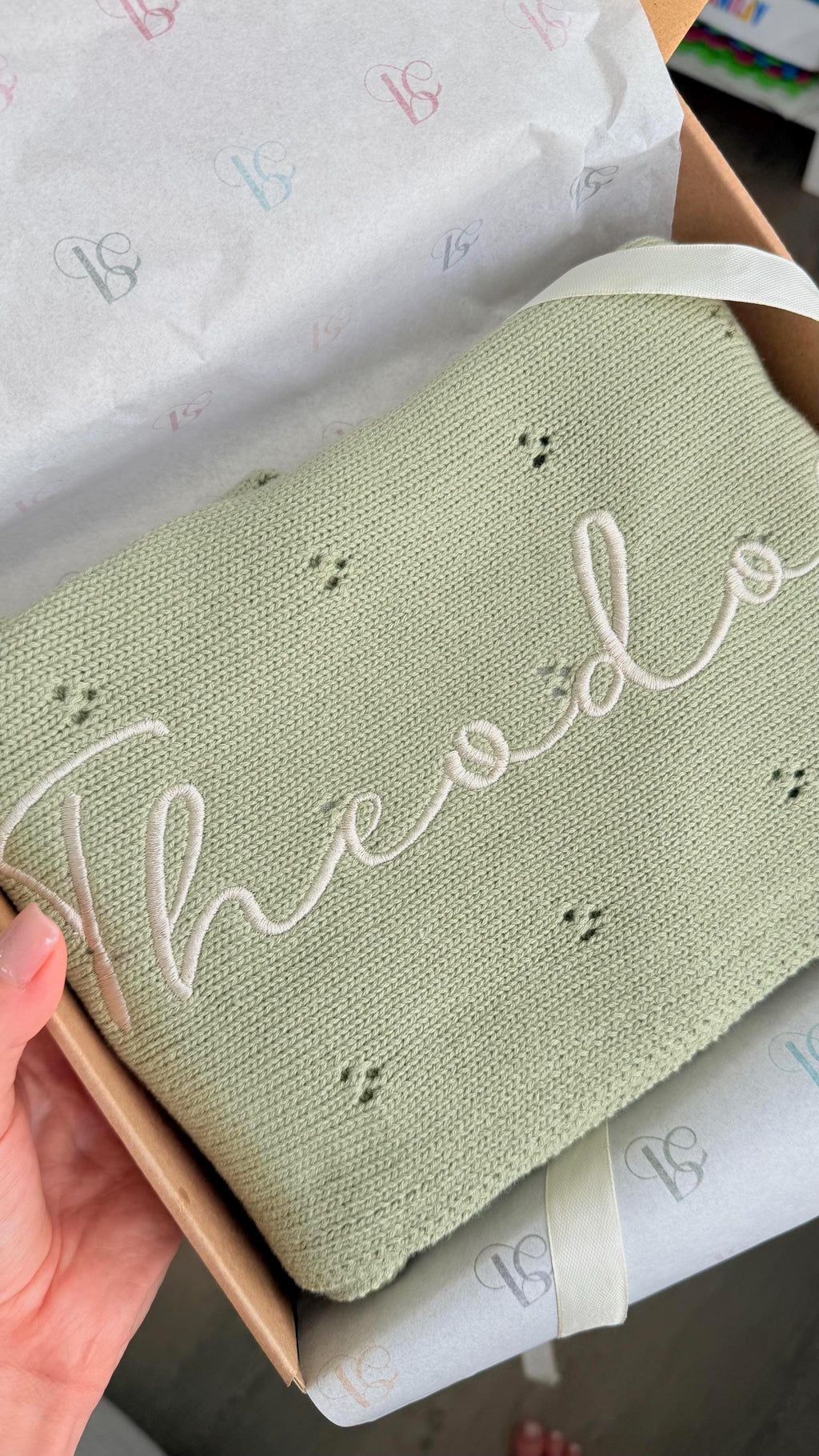 Personalized Pointelle Baby Blanket