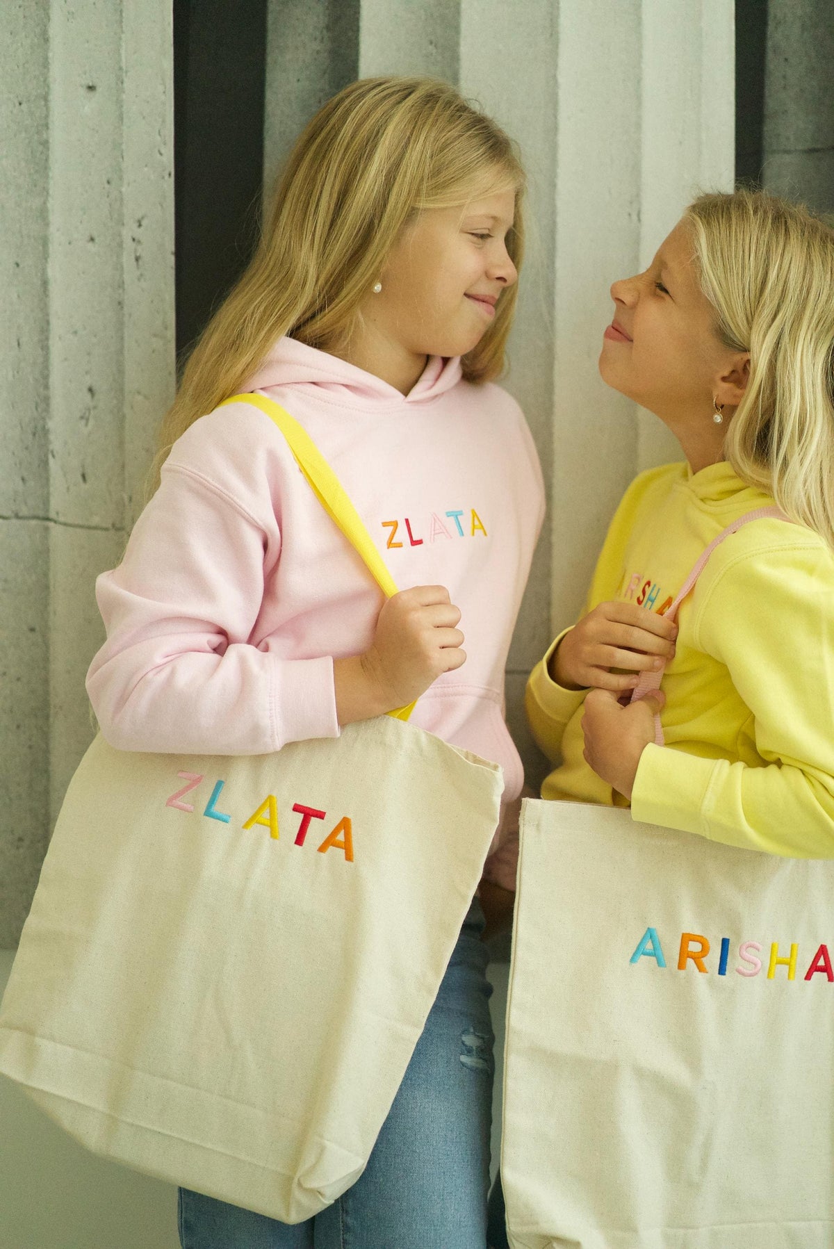 Embroidered Kids Name Tote Bag, Personalized Canvas Daycare Bag, Custom Name Kids Tote Bag