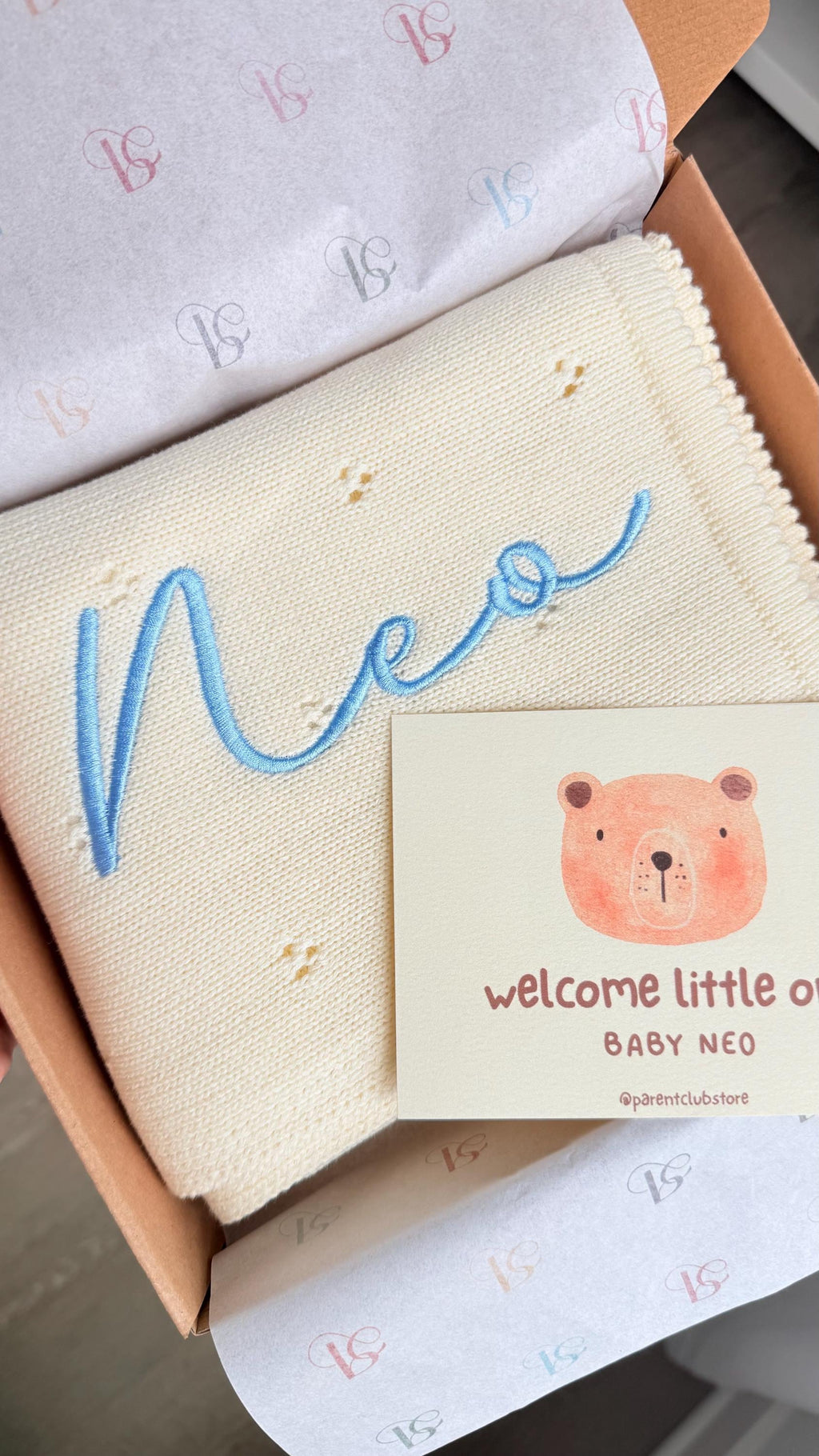 Personalized Pointelle Baby Blanket