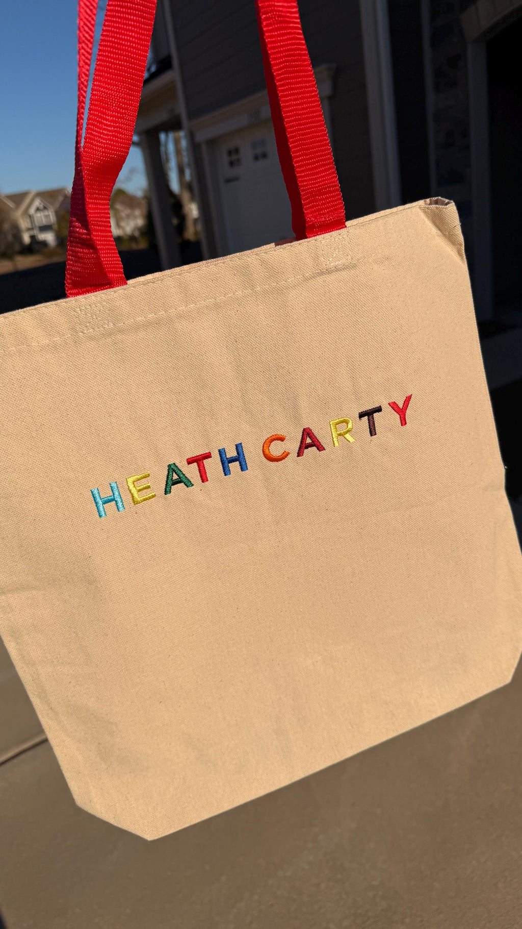 Embroidered Kids Name Tote Bag, Personalized Canvas Daycare Bag, Custom Name Kids Tote Bag