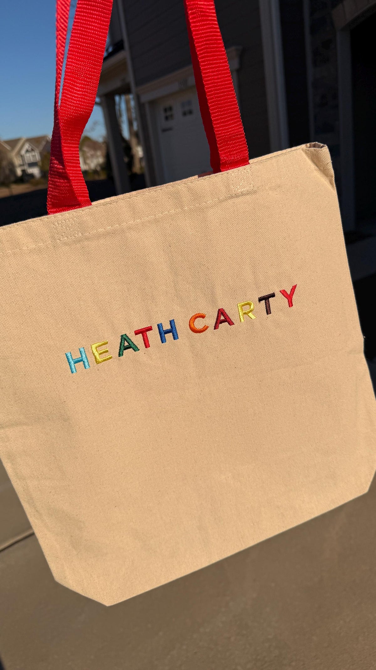 Embroidered Kids Name Tote Bag, Personalized Canvas Daycare Bag, Custom Name Kids Tote Bag