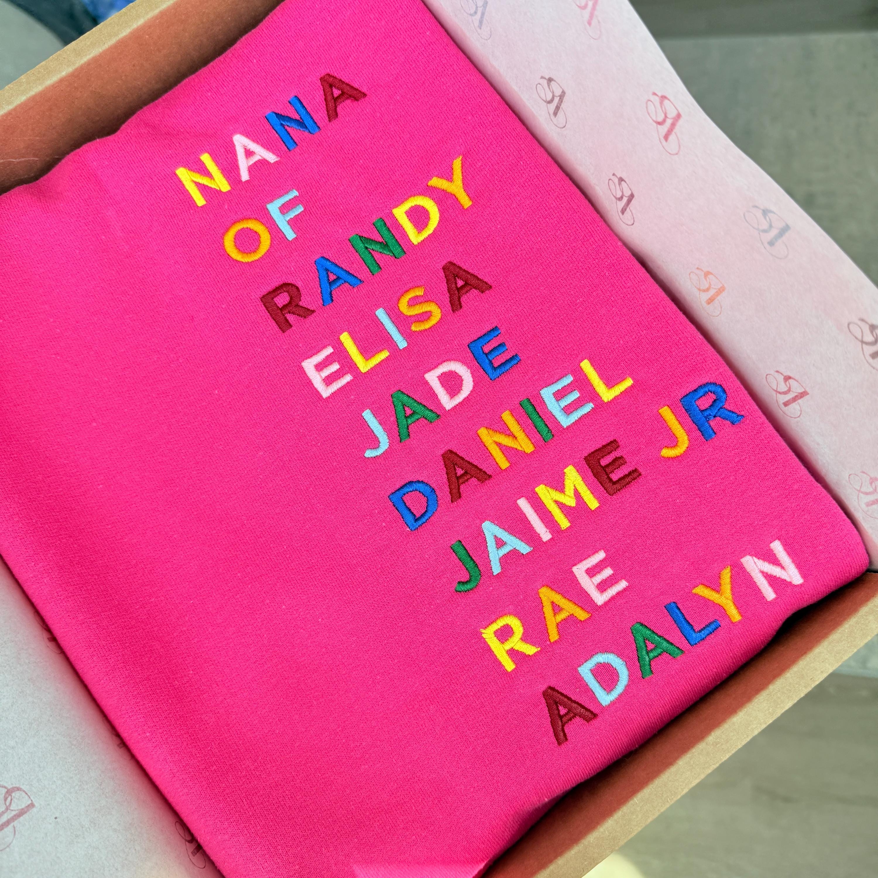 Custom Embroidered Nana Sweatshirt with Grandkids Names, Gift for Nana, Mother's Day Gift