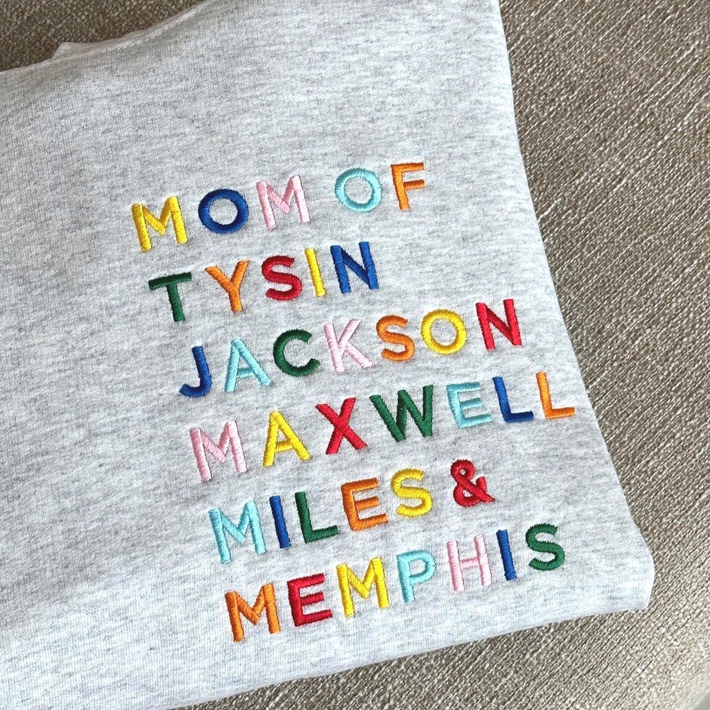 Custom Embroidered Hooded Sweatshirt with Kids Names, Mother's Day Gift, Gift for Mom Dad Grandma Grandpa, Nana Papa Hoodie, Auntie Gift
