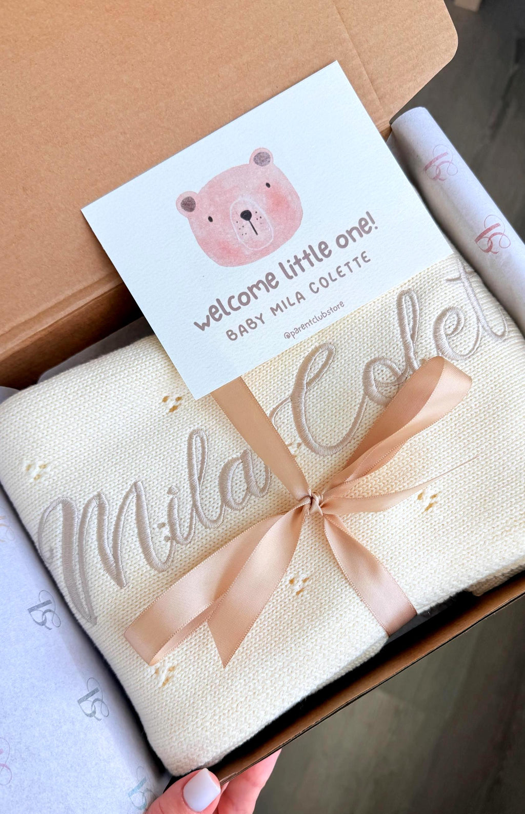 Personalized Pointelle Baby Blanket