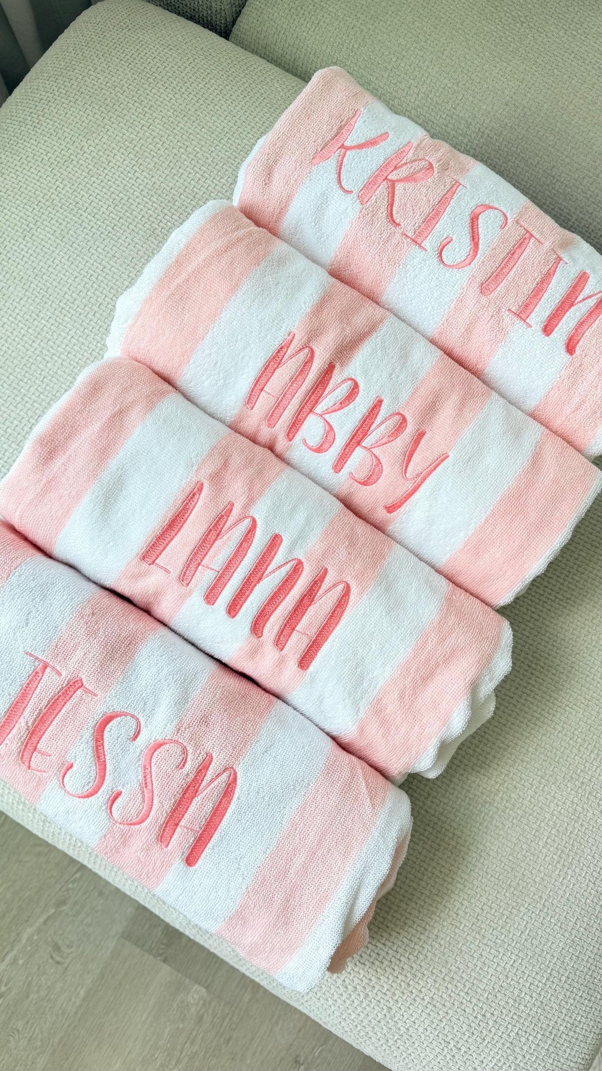 Embroidered Cabana Stripe Towels, Personalized Beach Towel, Personalized Gifts, Custom Towel, Bachelorette Party Gift, Monogrammed Favor