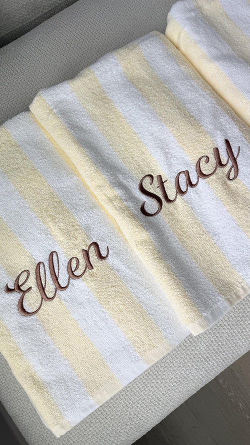 Embroidered Cabana Stripe Towels, Personalized Beach Towel, Personalized Gifts, Custom Towel, Bachelorette Party Gift, Monogrammed Favor