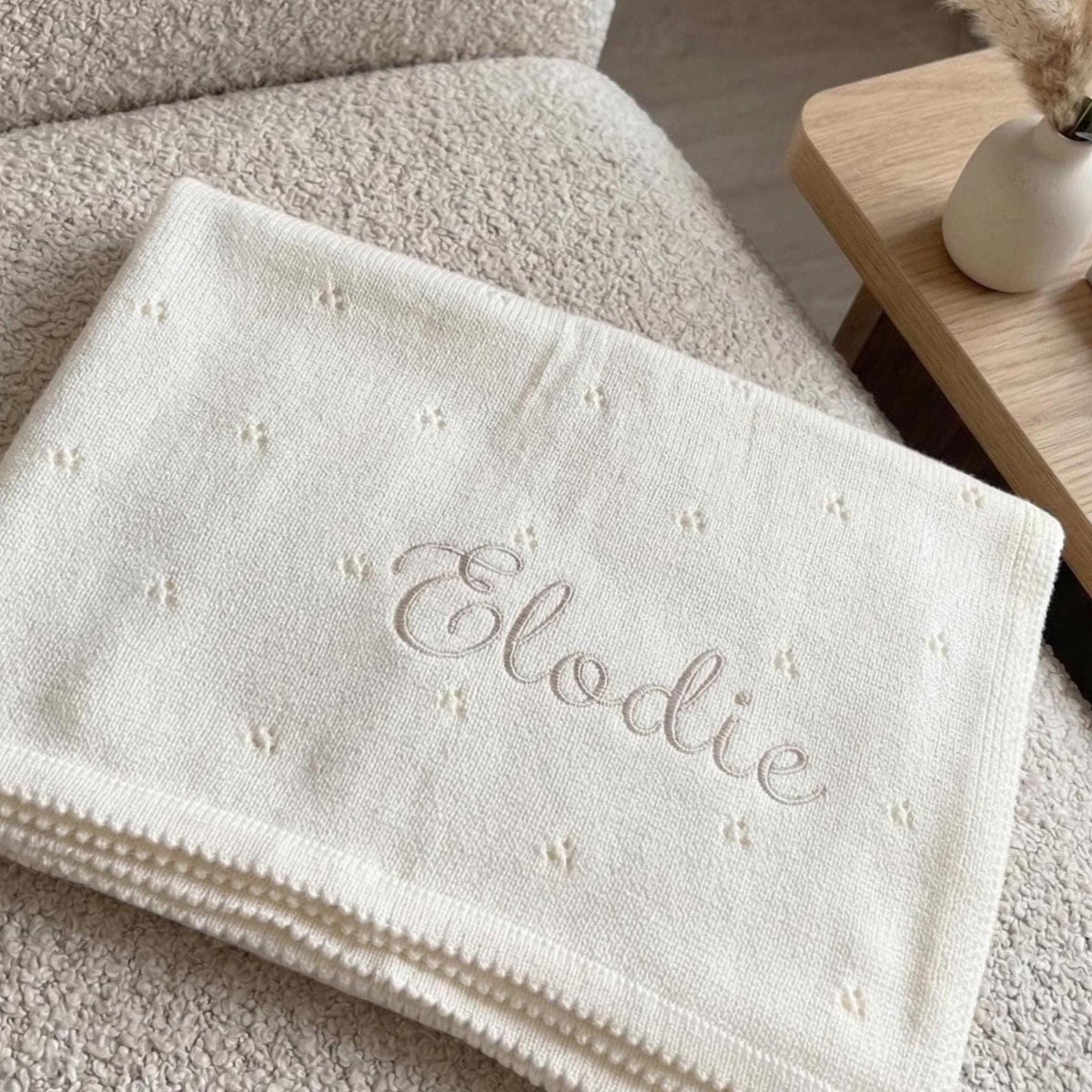 Personalized Pointelle Baby Blanket