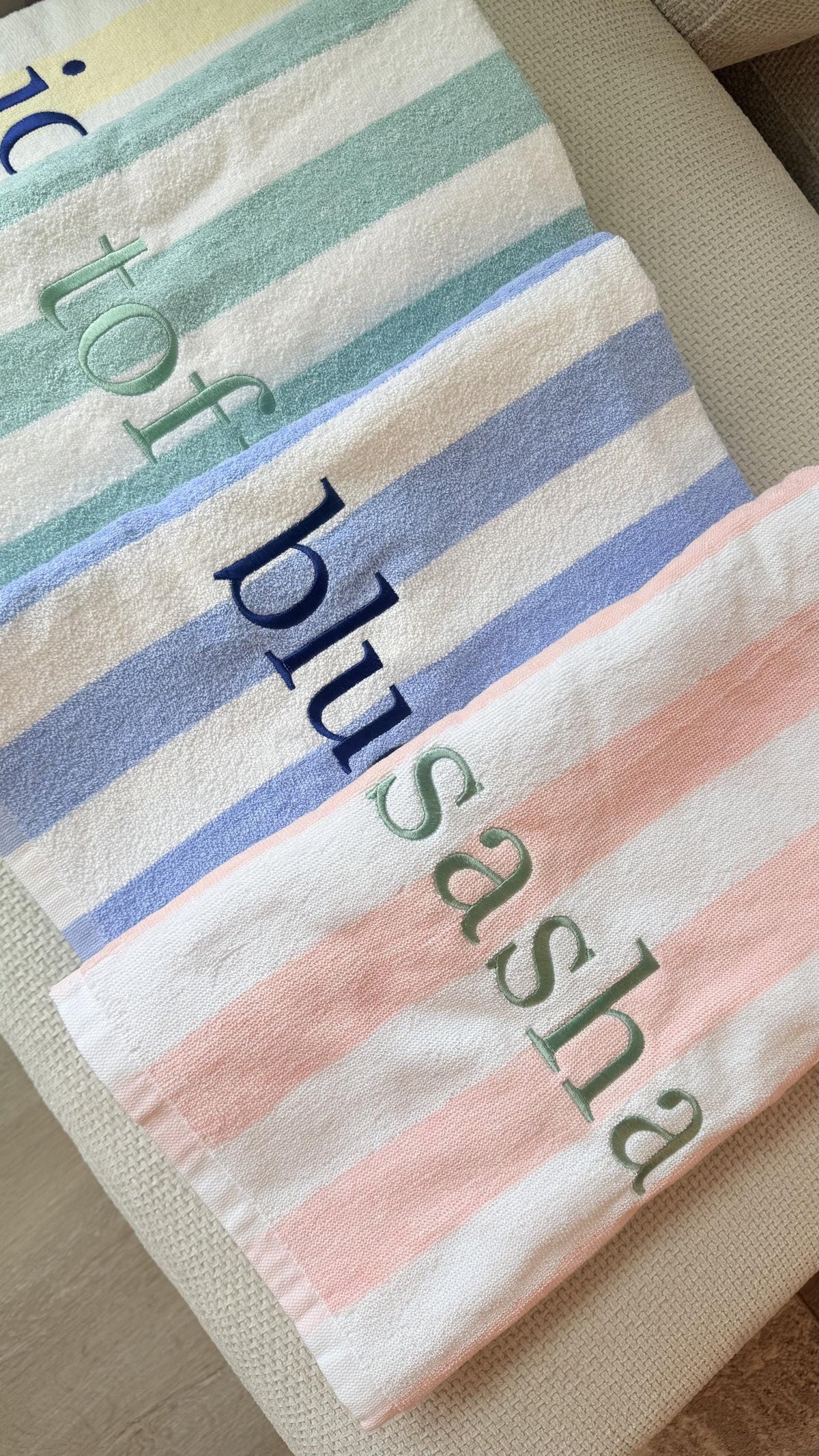 Embroidered Cabana Stripe Towels, Personalized Beach Towel, Personalized Gifts, Custom Towel, Bachelorette Party Gift, Monogrammed Favor