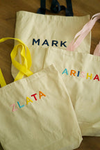 Embroidered Kids Name Tote Bag, Personalized Canvas Daycare Bag, Custom Name Kids Tote Bag