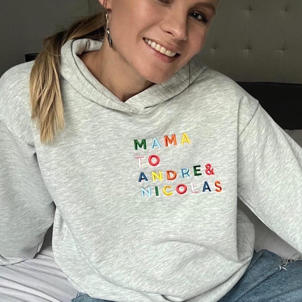 Custom Embroidered Hooded Sweatshirt with Kids Names, Mother's Day Gift, Gift for Mom Dad Grandma Grandpa, Nana Papa Hoodie, Auntie Gift