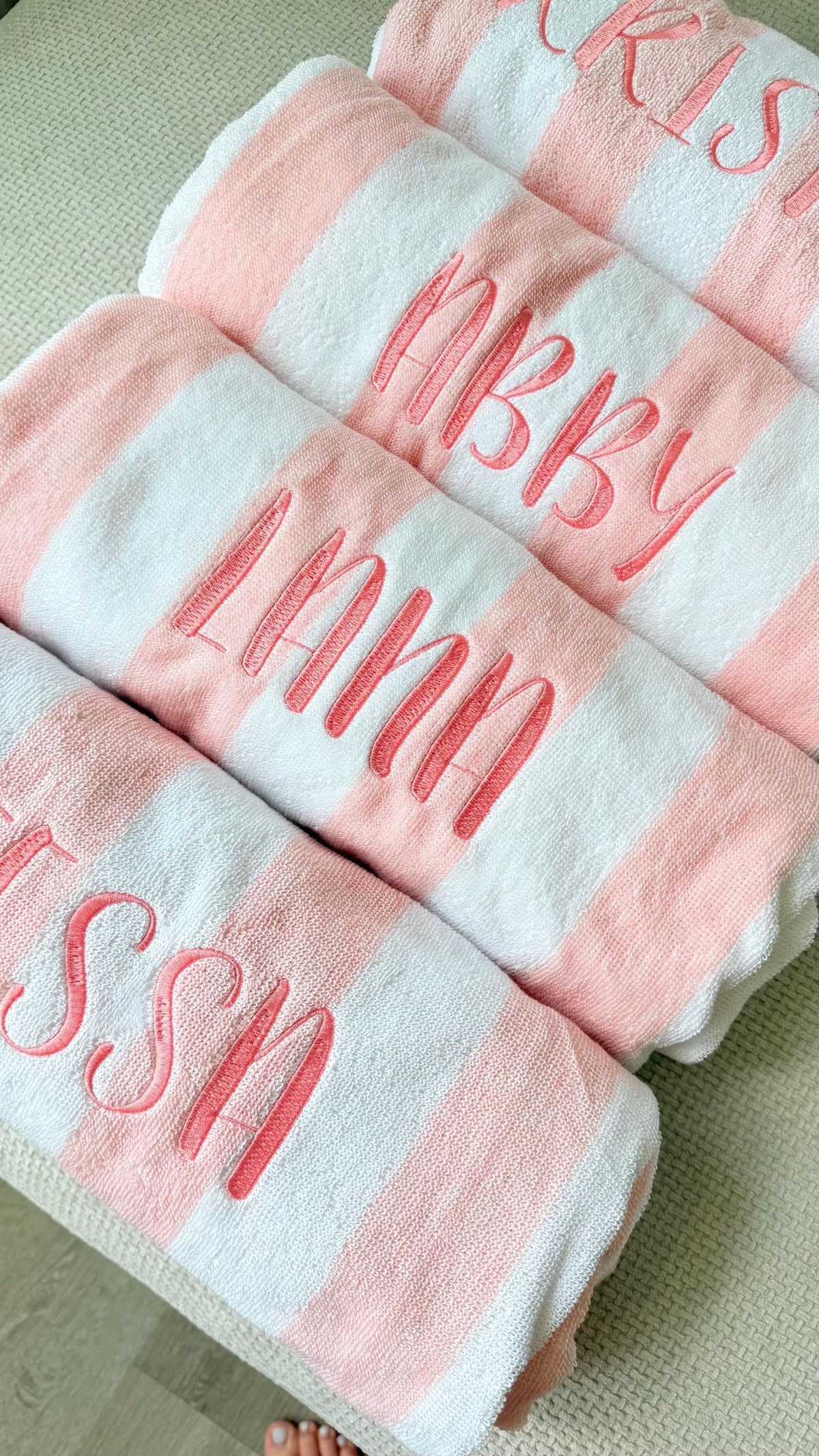 Embroidered Cabana Stripe Towels, Personalized Beach Towel, Personalized Gifts, Custom Towel, Bachelorette Party Gift, Monogrammed Favor
