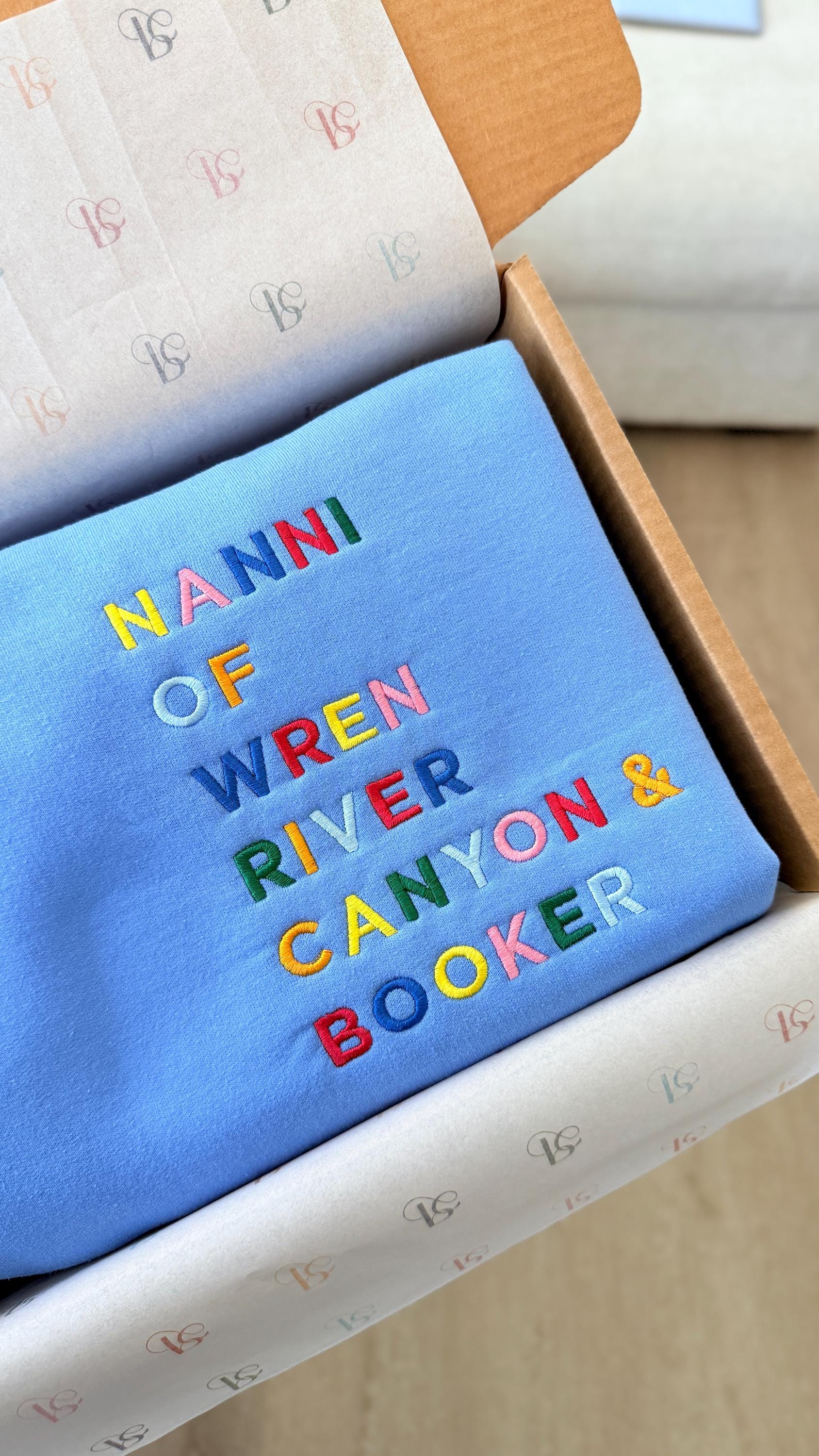 Custom Embroidered Nana Sweatshirt with Grandkids Names, Gift for Nana, Mother's Day Gift
