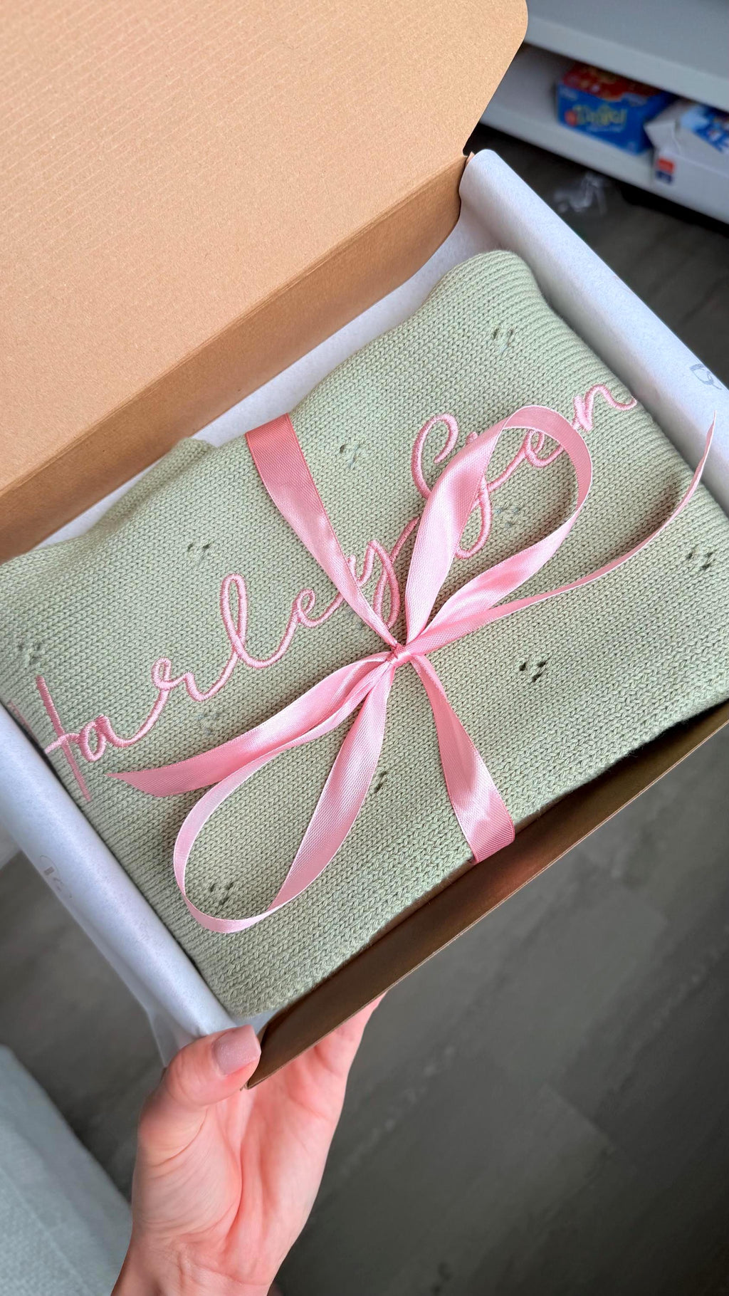 Personalized Pointelle Baby Blanket