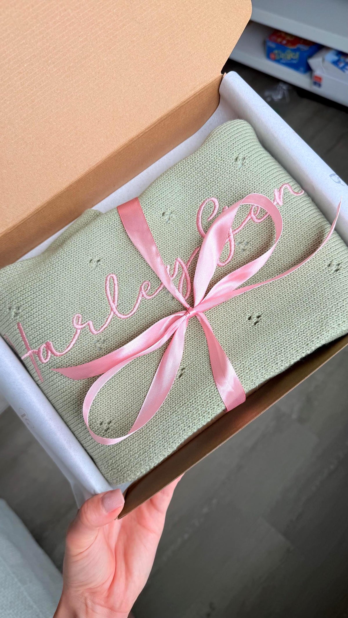 Personalized Pointelle Baby Blanket