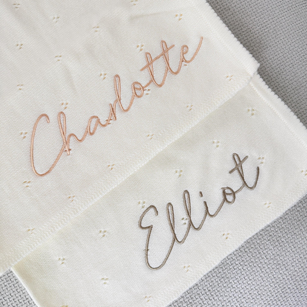 Personalized Pointelle Baby Blanket