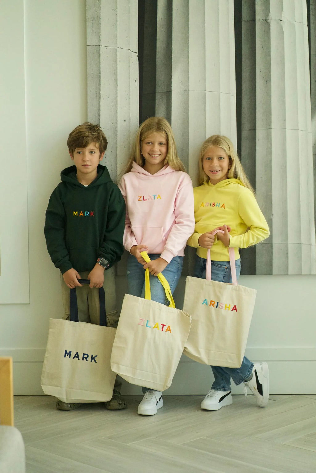 Embroidered Kids Name Tote Bag, Personalized Canvas Daycare Bag, Custom Name Kids Tote Bag