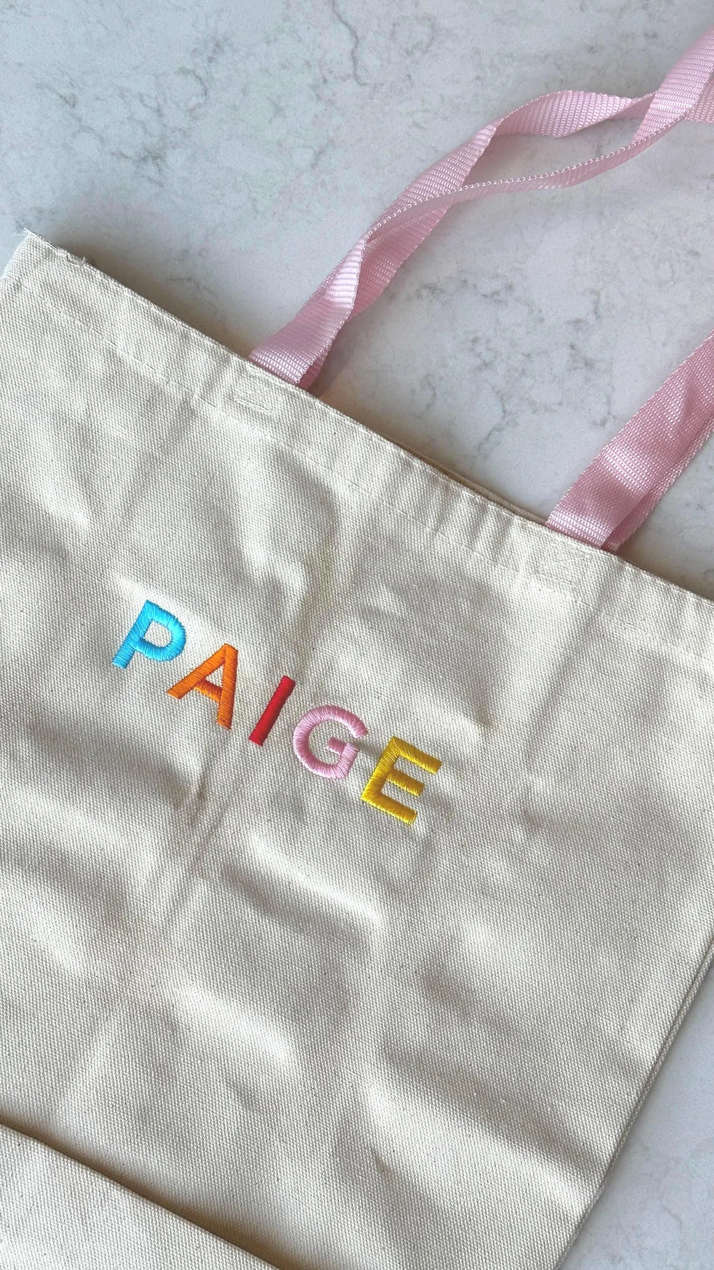 Embroidered Kids Name Tote Bag, Personalized Canvas Daycare Bag, Custom Name Kids Tote Bag