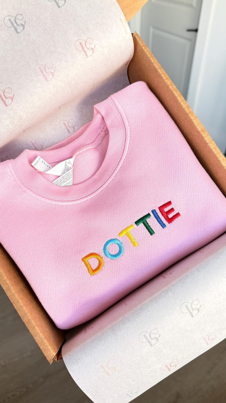 Personalized Toddler Sweatshirt, Custom Embroidered Name Kids Sweater, Baby Gift Idea, Kids sweater New Mom Gift for Baby