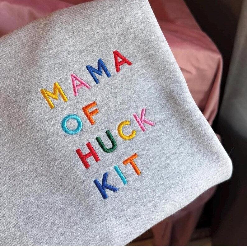Mama Sweatshirt with Embroidered Kids Names, Custom Mother's Day Gift, Personalized Mama Birthday Sweater